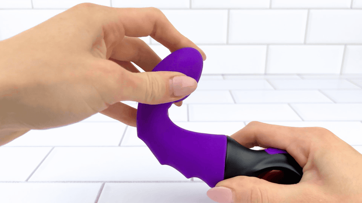 GIF of Flexible Vibrating G-Spot Dildo shaft being bent 