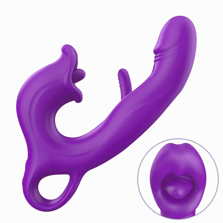 GIF purple Flapping Vibrator with licking tongue  in full motion 
