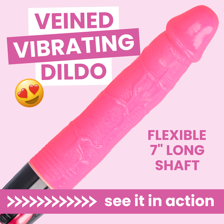 VEINED VIBRATING DILDO FLEXIBLE 7" LONG SHAFT >>>>> see it in action 