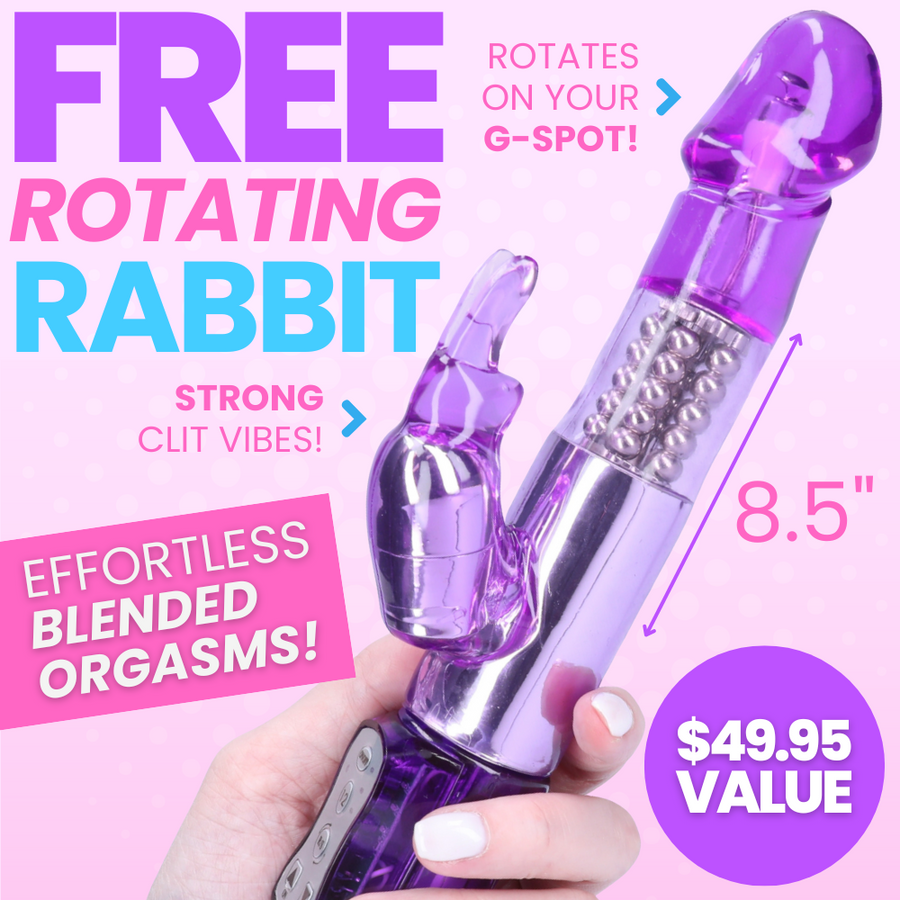 FREE Rotating Rabbit Vibrator. Rotates on G-Spot! 8.5 Inches Long. 