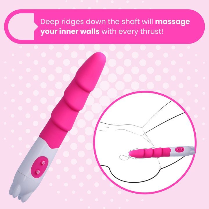 Deep ridges down the shaft will massage your inner walls with every thrust!