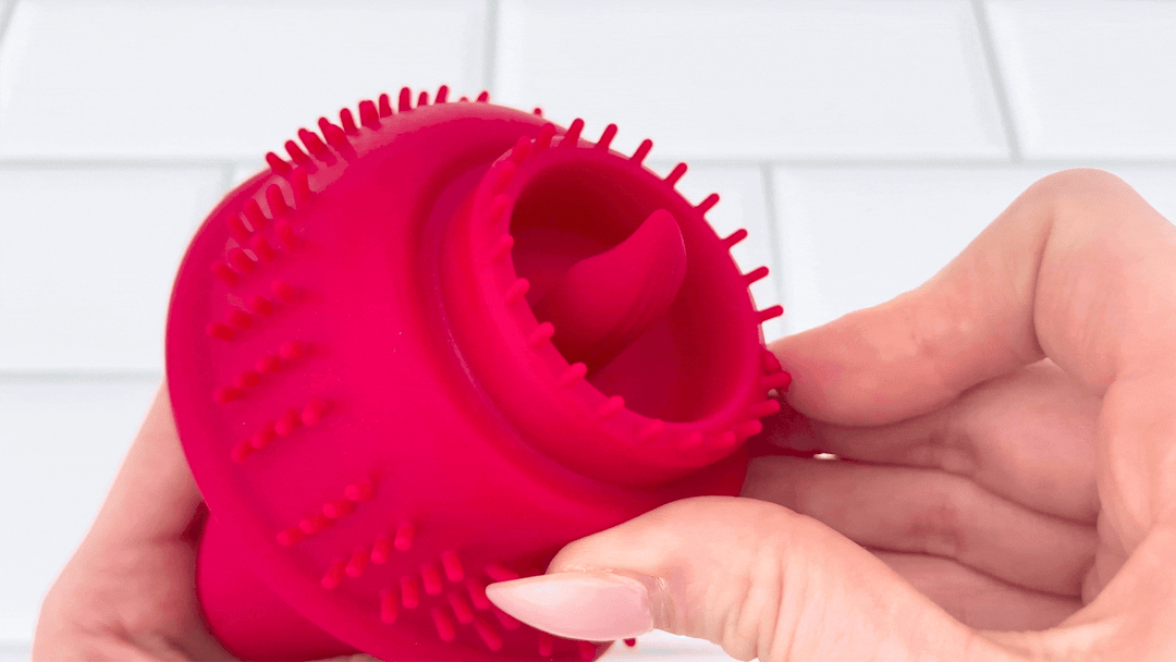 GIF of Velour Kiss Clitoral Stimulator ticklers being brushed against 