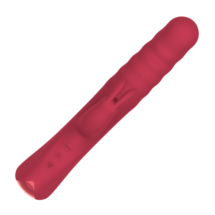 topside view of Ribbed Thrusting Rabbit Vibrator 