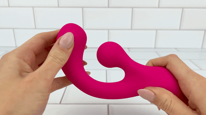 GIF of Rotation Clitoris G Spot Vibrator shaft being bent 