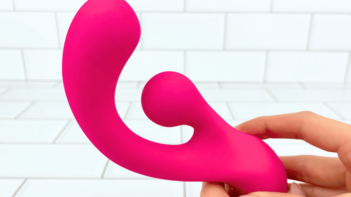 GIF of Dual Action Silicone Rotating Clit and G-Spot Vibrator swirling motion 