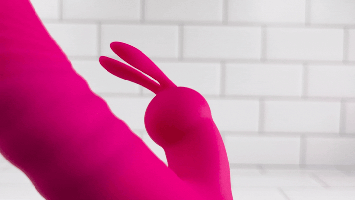 long rabbit ears from vibrator fluttering GIF 