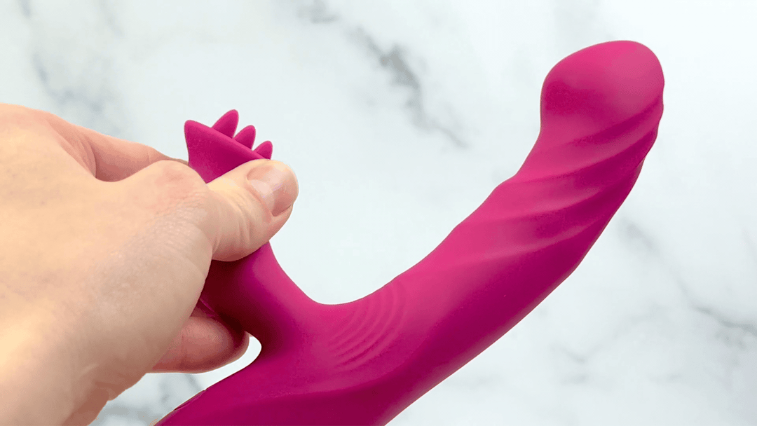 GIF of flexible stimulator from Revel Rabbit Silicone Fluttering and Fingering Dual Action Vibe