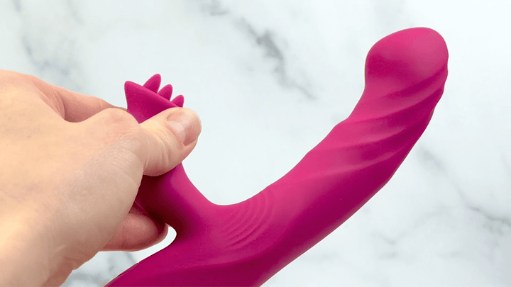 GIF of flexible stimulator from Revel Rabbit Silicone Fluttering and Fingering Dual Action Vibe
