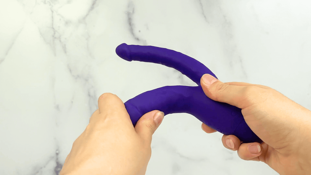 GIF of Silicone Double Penetrator thick shaft bendability 
