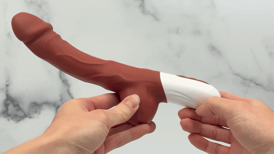 Cocoa Bliss - Curved Silicone Thrusting & Vibrating Dildo – TooTimid.com