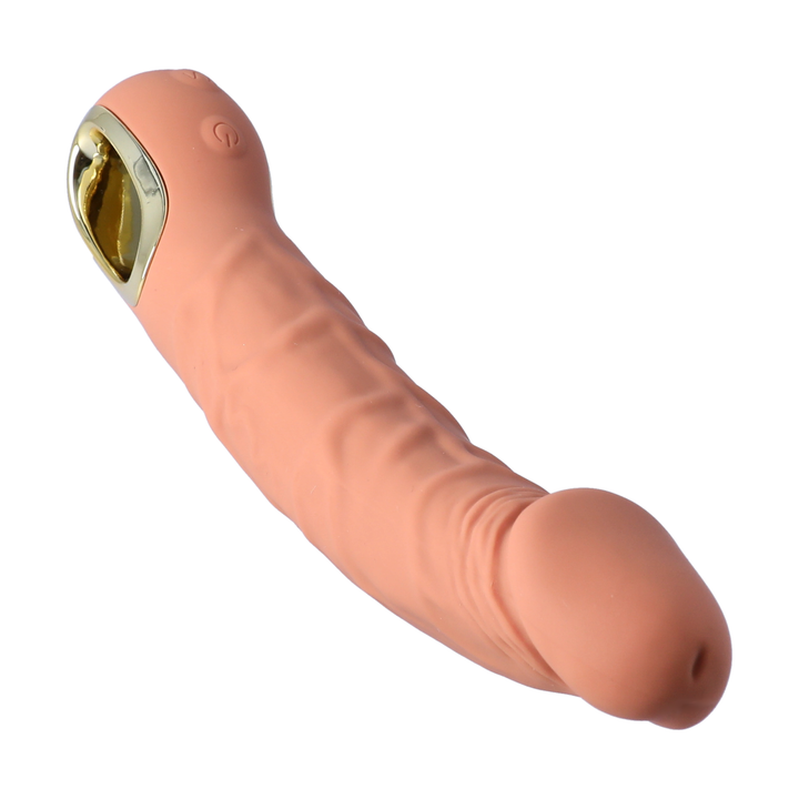 9.5 Inch Veined Vibrating  Silicone Dildo brown view from tip 