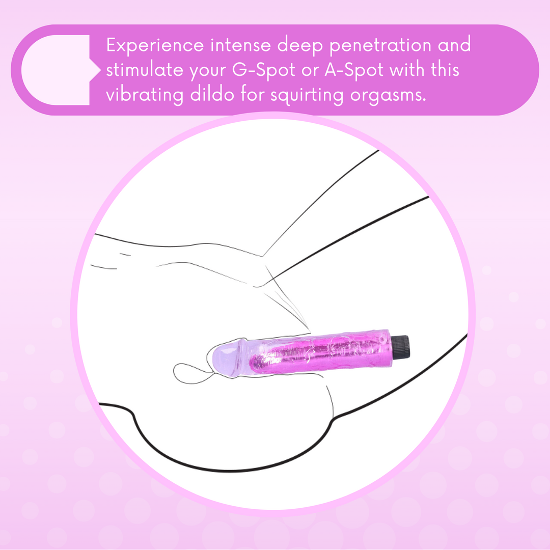 Experience intense deep penetration and stimulate your G-Spot or A-Spot with this  vibrating dildo for squirting orgasms.