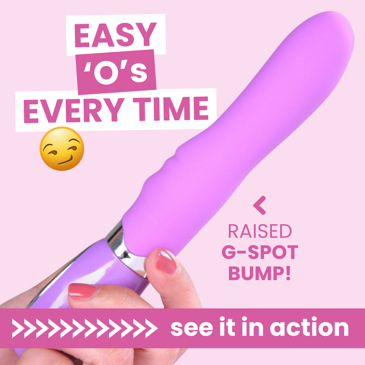 Purple silicone vibrator adult toy by TooTimid. Easy Raised G-spot bump, see it in action. 's Every Time. 