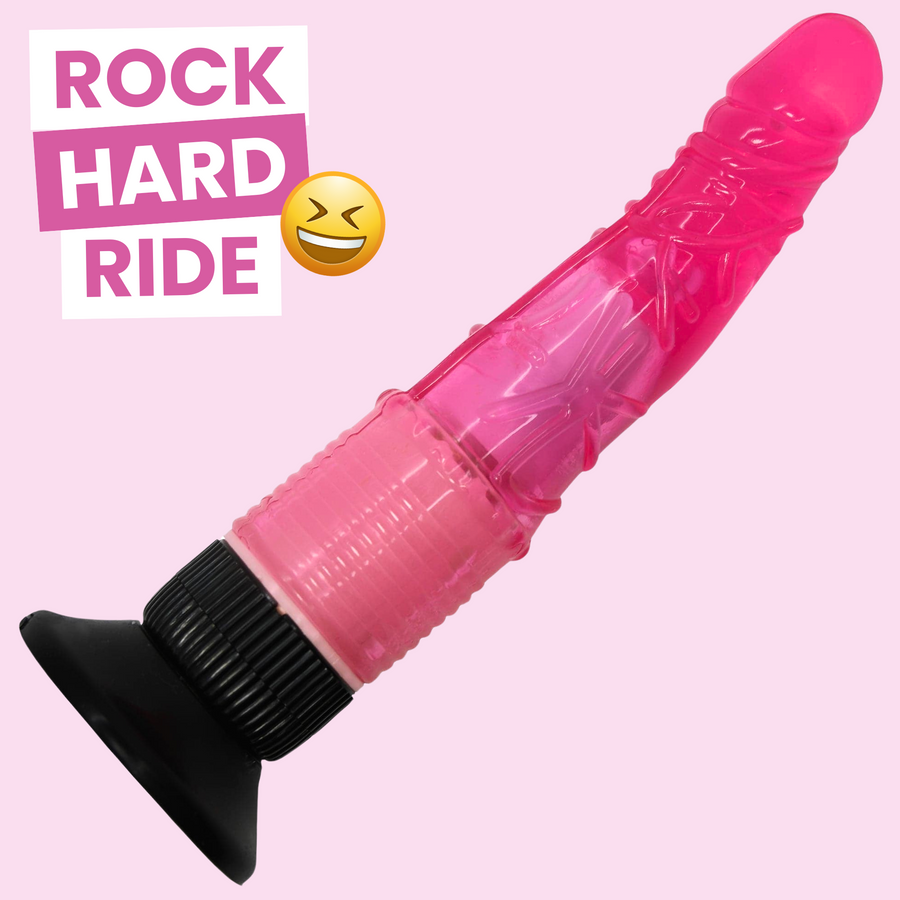 Rock hard ride - pink suction cup veiny dildo