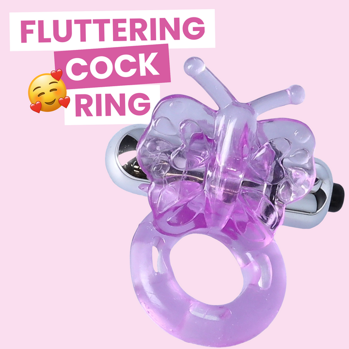 Fluttering purple butterfly vibrating cock ring