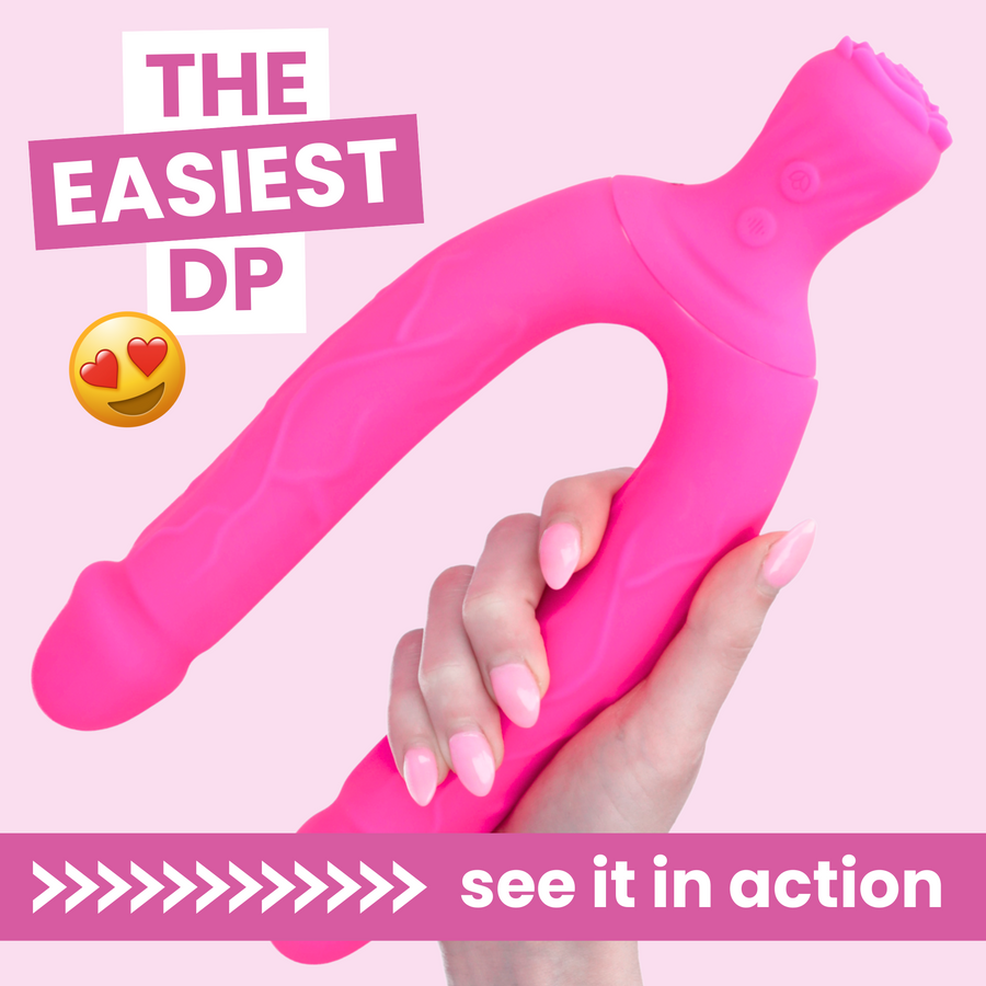 THE EASIEST DP double penetrating dildo device adult toy  see it in action 