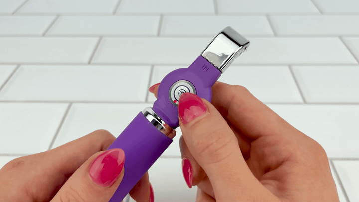 GIF of Rechargeable Purple Vibrator USB being turned on 