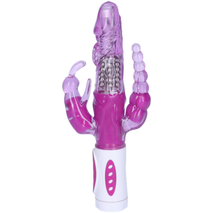 side view of purple triple stimulator vibrating rabbit
