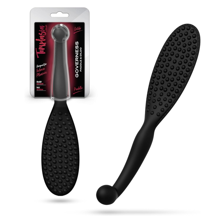 Temptasia Governess Paddle as seen next to packaging 