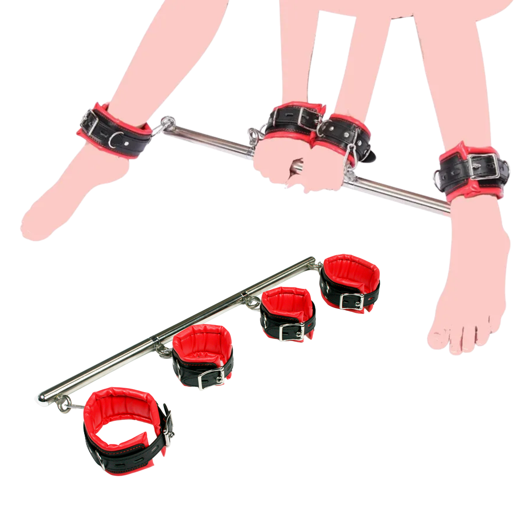 Expandable Bondage Spreader Bar & Cuff Set how to wear 