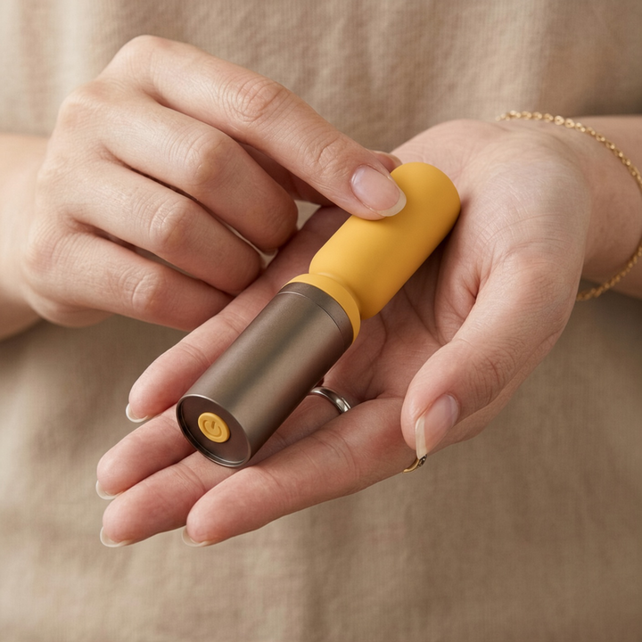 hand holding Luxury Slim Wand Vibrator 