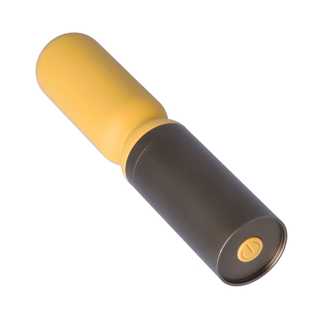 angled view of power button on Luxury Slim Wand Vibrator 
