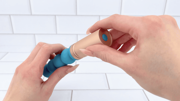 GIF of Luxury Beaded Wand Massager charging station revealed 
