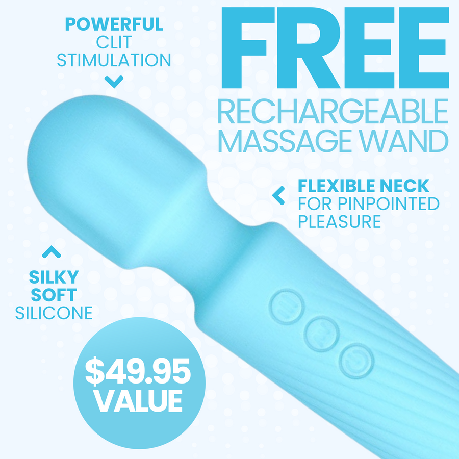 Click here to get a FREE rechargeable massage wand. Flexible neck, powerful stimulation, soft silicone. $49.95