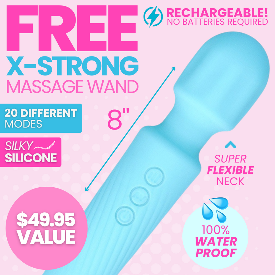 Click here to get a FREE rechargeable massage wand. Flexible neck, powerful stimulation, soft silicone. $49.95