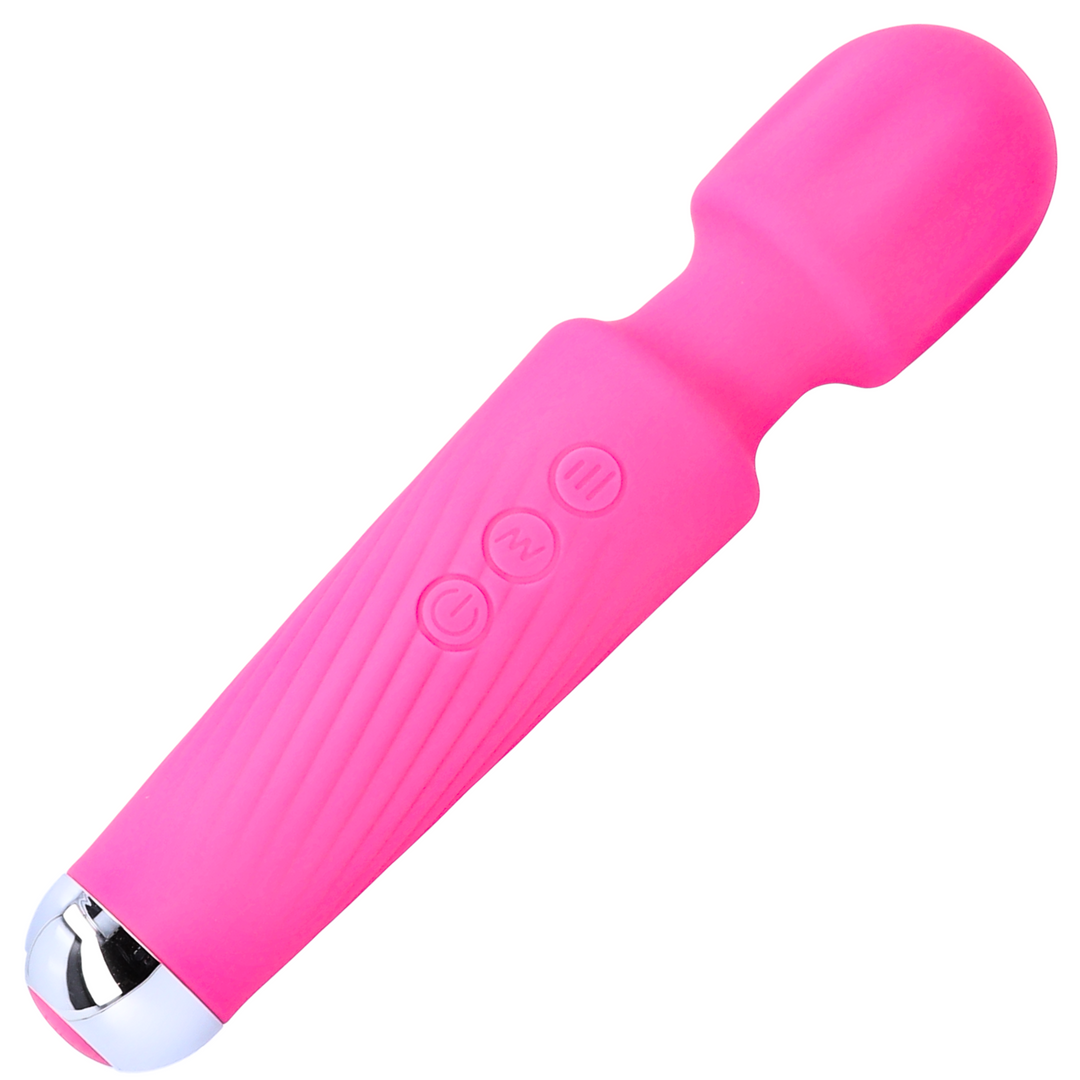 Silicone Wand Massager in Bright Pink