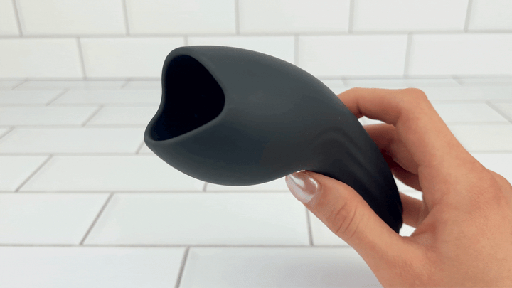 GIF of Vibrating Penis Tip Massager vibrating on strong setting 