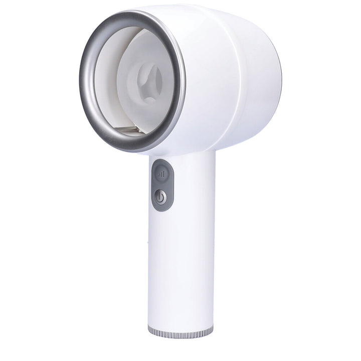 Angled front view of a white thrusting masturbator.