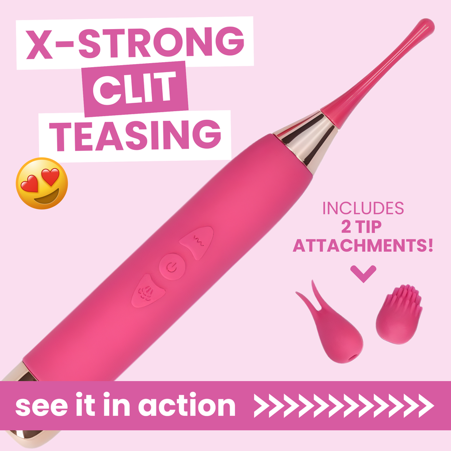 extra strong clit teasing see it in action comes with 2 tip attachments Pinpoint Clit Vibe For Faster, Stronger, More Intense Orgasms