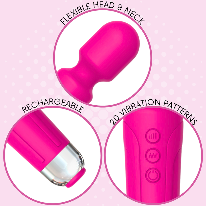flexible head and neck, rechargeable, 20 vibration patterns