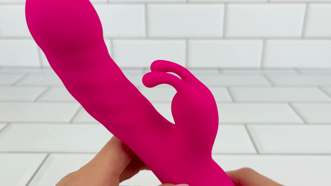 GIF of Vibrating G-Spot Rabbit close up of fluttering bunny ears 