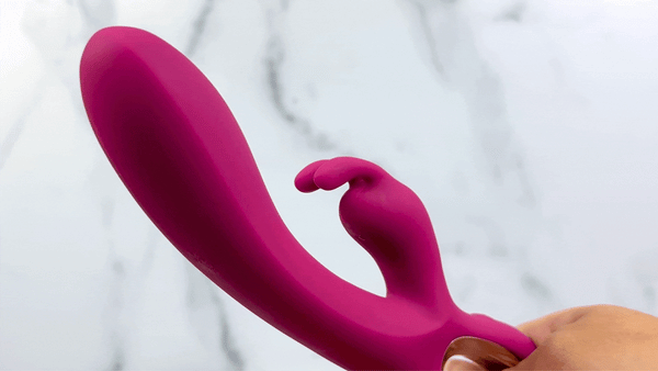 GIF of Rose Rabbit Silicone Vibrator side view while in motion 