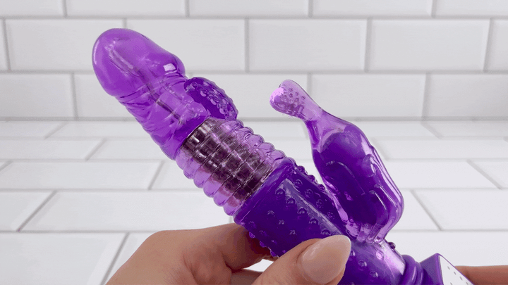 GIF of Ribbed Rotating Rabbit Vibe view of rows of rotating beads 