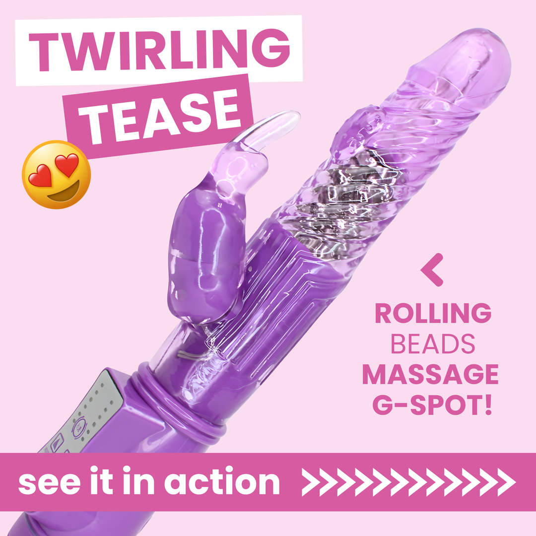 9 Inch Rotating Orgasm Rabbit in Purple. Twirling Tease rolling beads massage g-spot. see it in action 