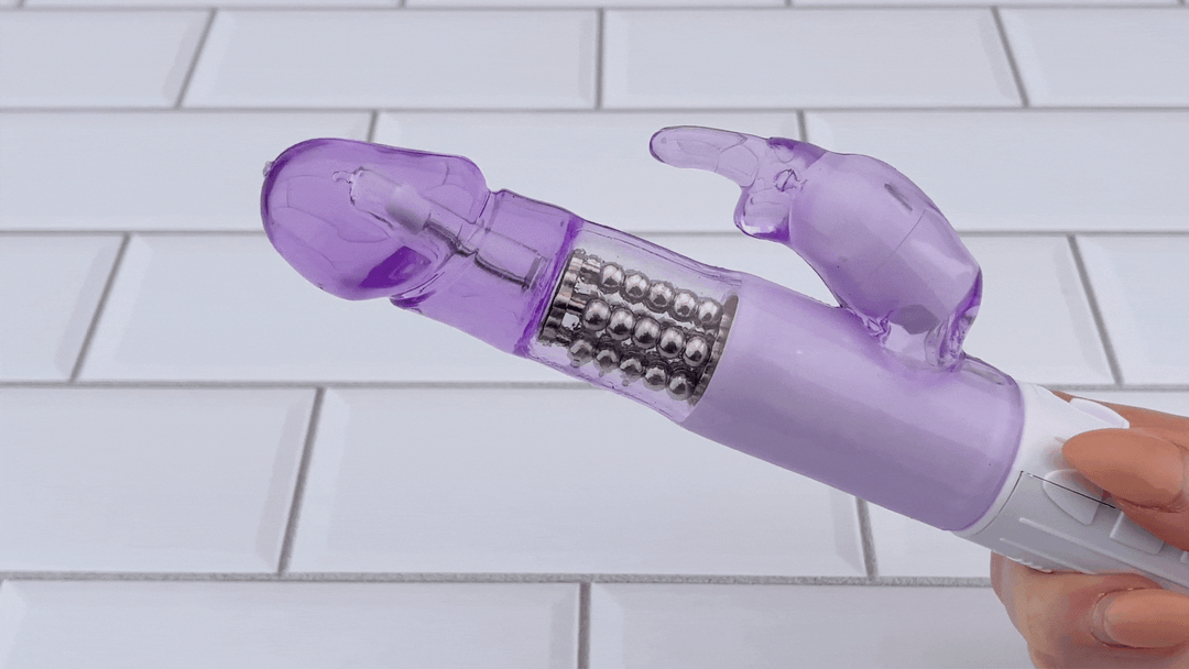 GIF of rolling beads from Beginners Rotating G-Spot Massaging Rabbit Vibrator