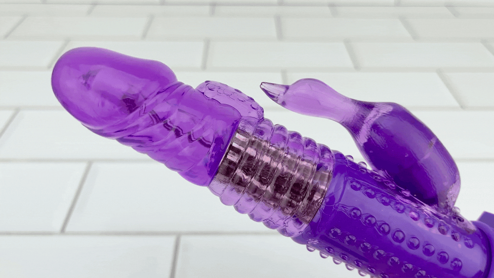 GIF of Rotating Dual Action Vibrator with view of rotating beads in full motion 