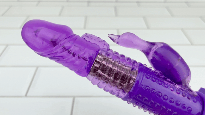 GIF of Rotating Dual Action Vibrator with view of rotating beads in full motion 