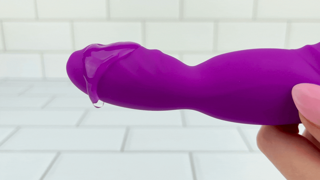 GIF of purple vibrating g-spot toy on fast vibration setting 