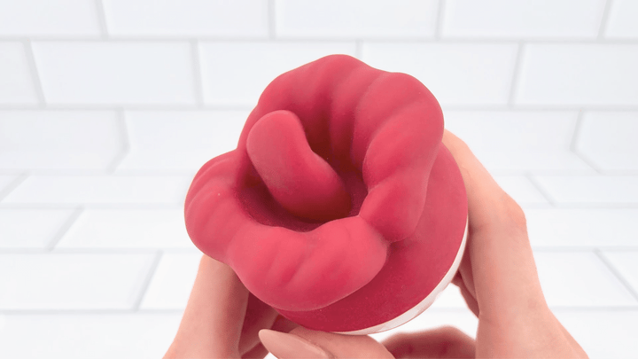 GIF of Flaming Red Lips Self-Motion Flickering Tongue Clit Stimulator on faster setting 