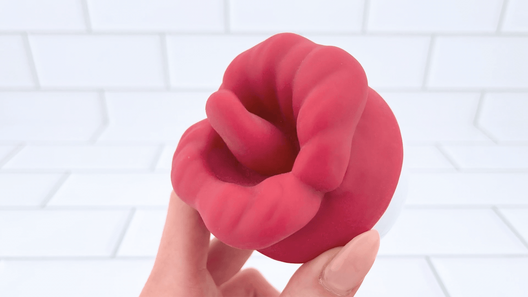 GIF of Flaming Red Lips Self-Motion Flickering Tongue Clit Stimulator on lower setting 