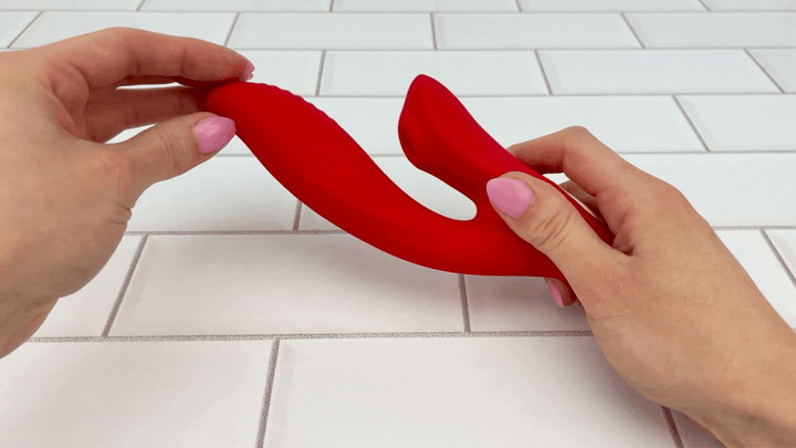 EUNOIA Dual-Action Air Pulse A-Spot Deep Penetration Vibrator neck being bent GIF 
