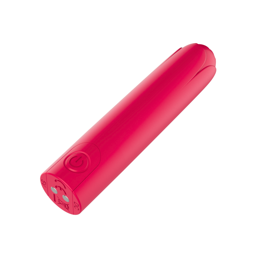 view of magnetic charging base from red Travel-Sized Bullet Vibrator 