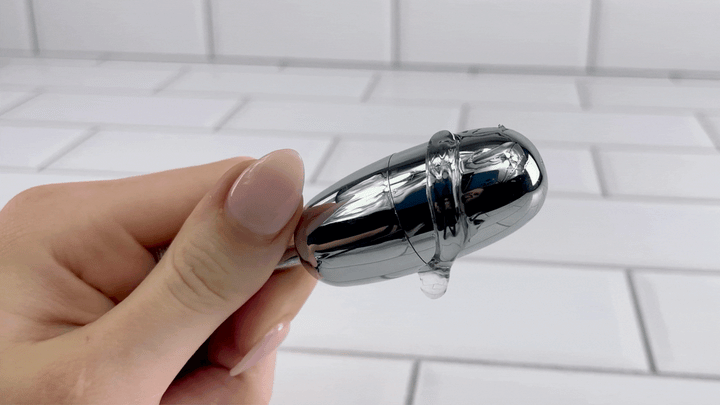 GIF of lube dripping off of Vibrating Power Bullet Nipple Clamps 