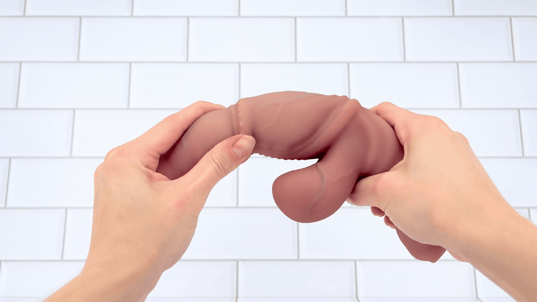 GIf of flexible shaft Ultra-Textured Vibrating Dildo  