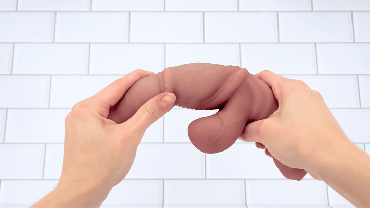 GIf of flexible shaft Ultra-Textured Vibrating Dildo  