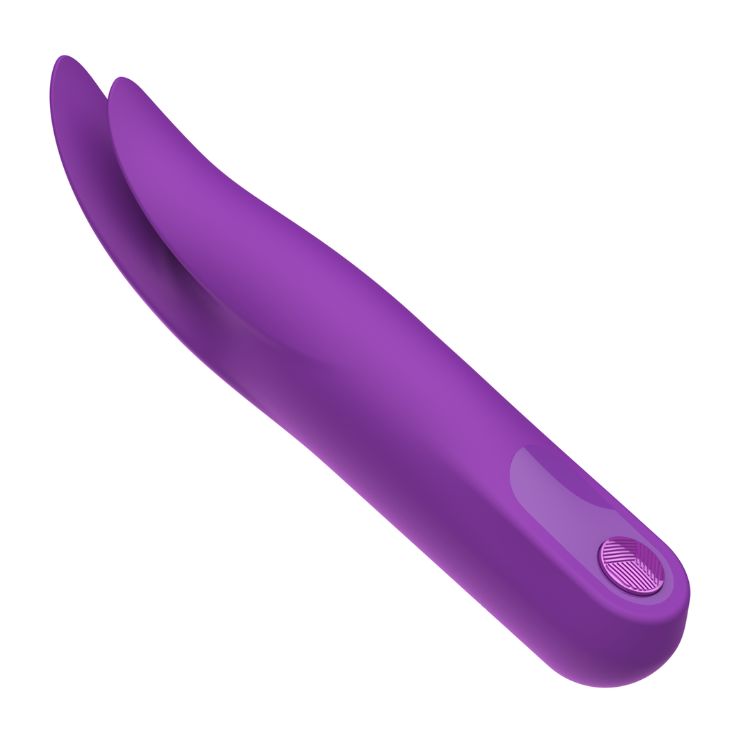 angled side view of purple Double Tongue Vibrator 